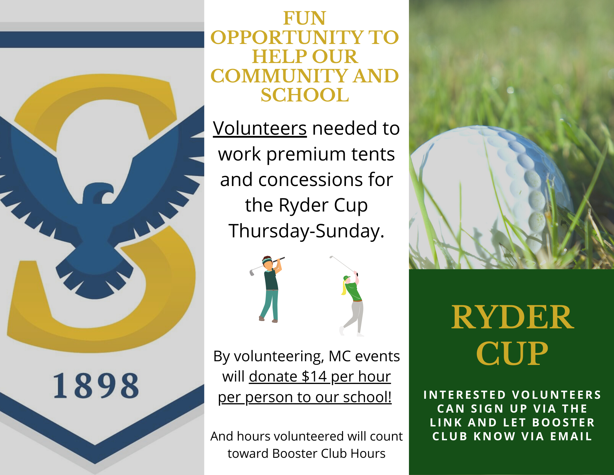 SCS Ryder Cup Volunteer Opportunity Sheboygan Christian School (SCS)